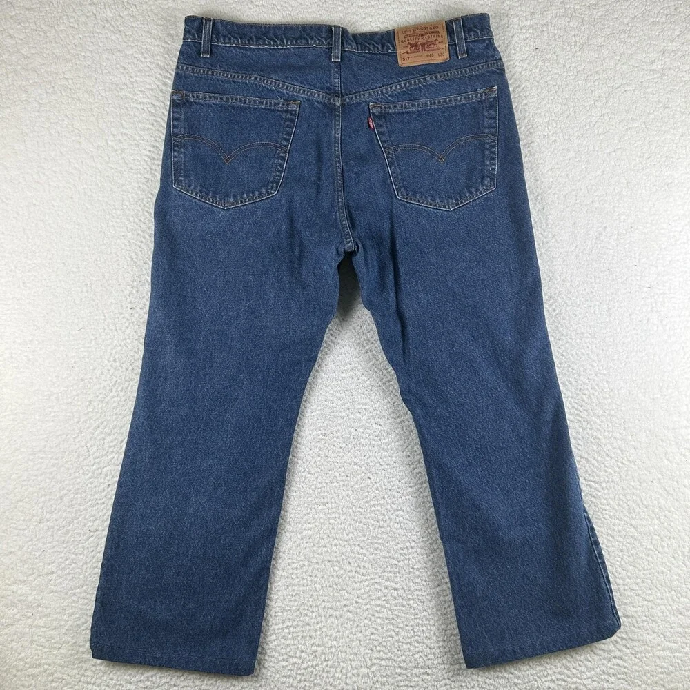 Vintage Levis 517 Jeans Mens 40x27 Medium Wash Denim Bootcut Zip 90s Hemmed